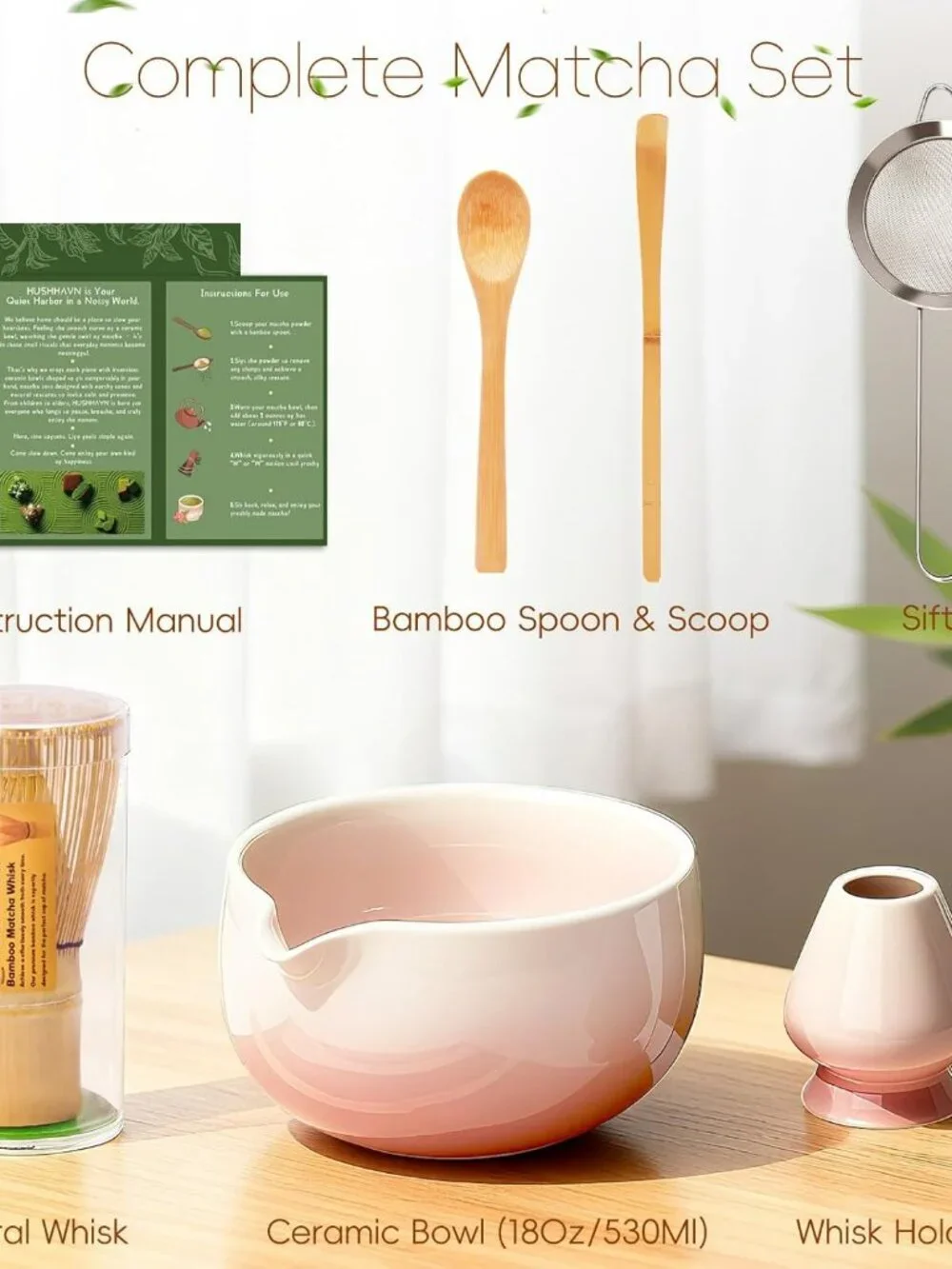 NEW 6 PCS Ceramic Matcha Set Includes Bowl & Holder, Bamboo Whisk (Chasen)